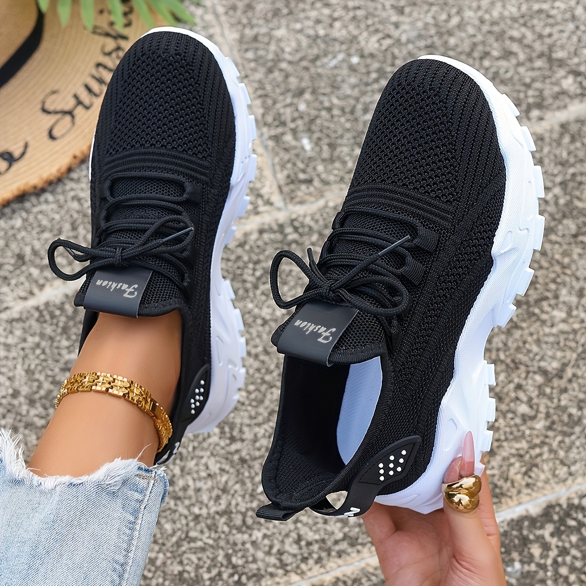 Women Shoes Store - Breathable Knit Sneakers Fashion Comfortable Slip