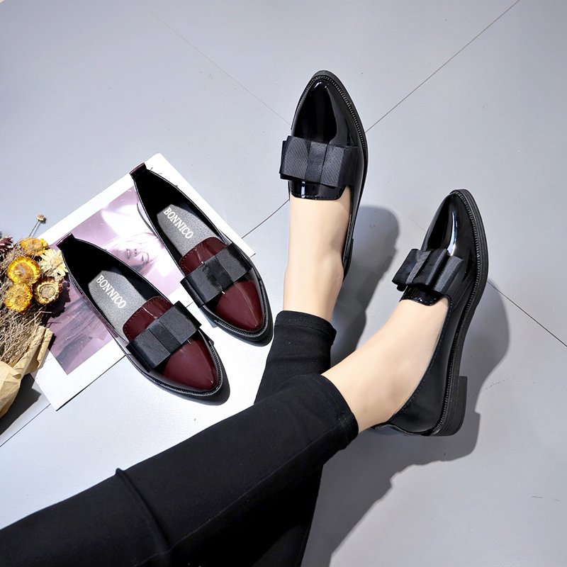 Black/ Wine Red Patent Leather - Shoes For Women Flats incelemesi ve fiyatı