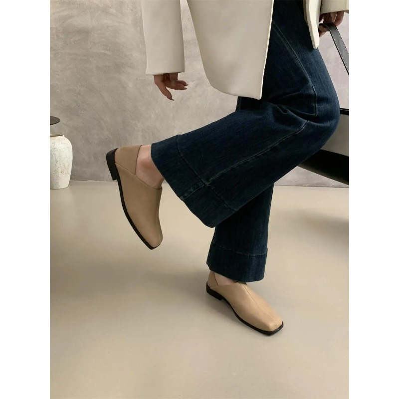 Retro Square Head Flat Leather - Shoes For Women Flats incelemesi ve fiyatı