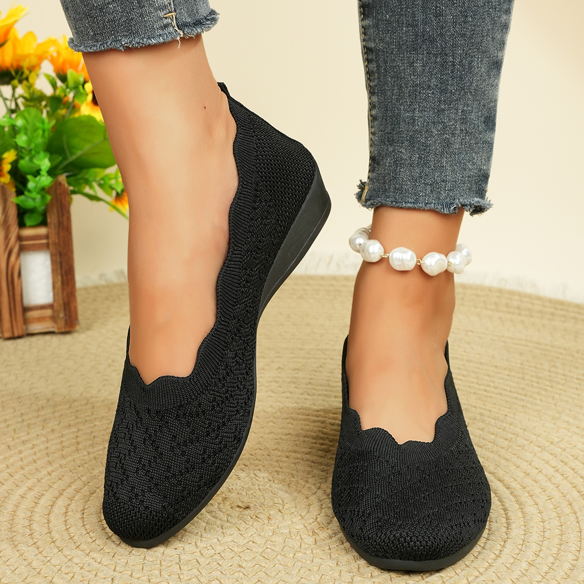 Women's Breathable Knit Flats  - Women Shoes For Walking incelemesi ve fiyatı