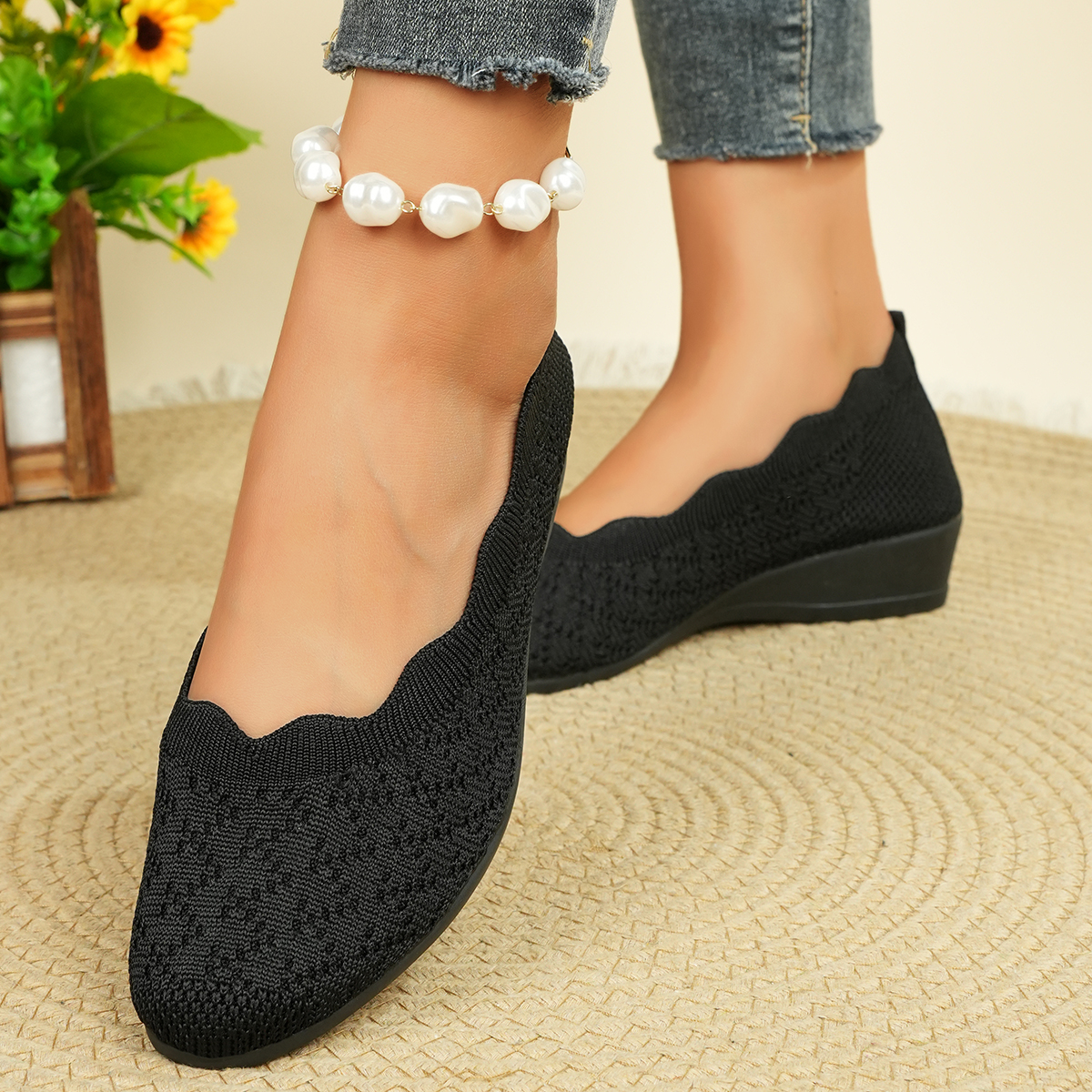 Women's Breathable Knit Flats  - Women Shoes For Walking incelemesi ve fiyatı