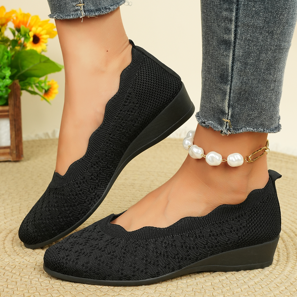 Women's Breathable Knit Flats  - Women Shoes For Walking incelemesi ve fiyatı