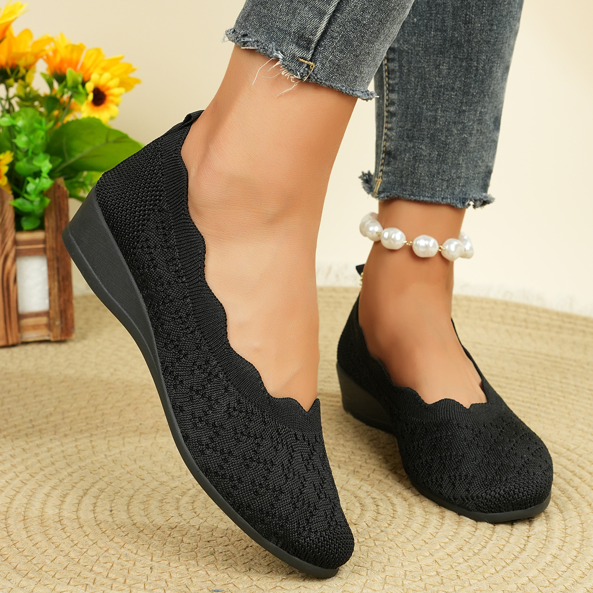Women's Breathable Knit Flats  - Women Shoes For Walking incelemesi ve fiyatı