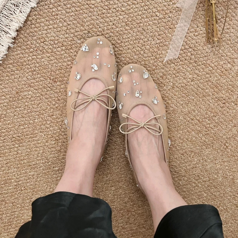 Diamond Luxury Mesh Mules Sand - Shoes For Women Flats incelemesi ve fiyatı