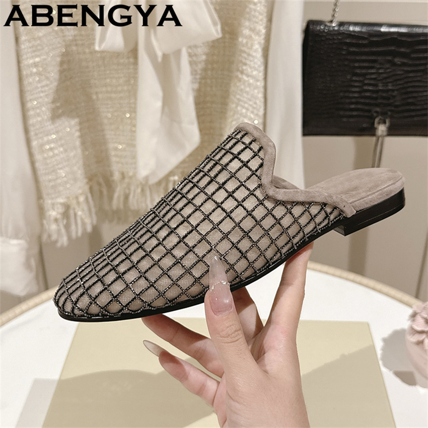 Shiny Lace Mesh Round Toe Flat - Women Shoes For Walking incelemesi ve fiyatı