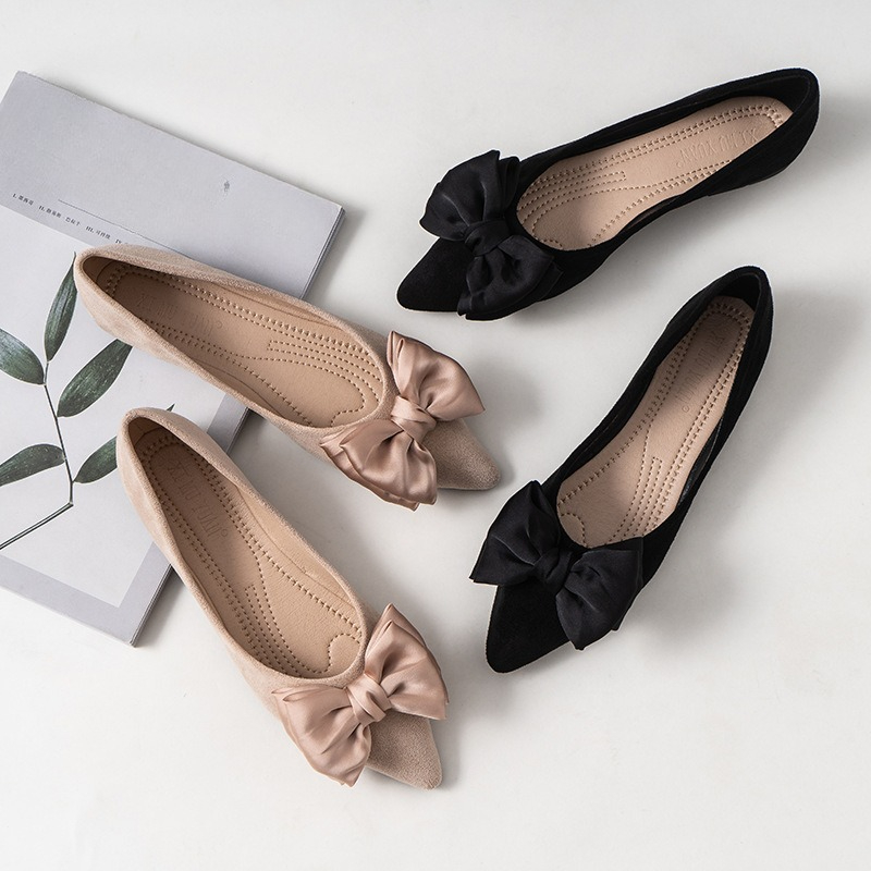Silk Bowknot Flats Women Flock - Shoes For Women Flats incelemesi ve fiyatı