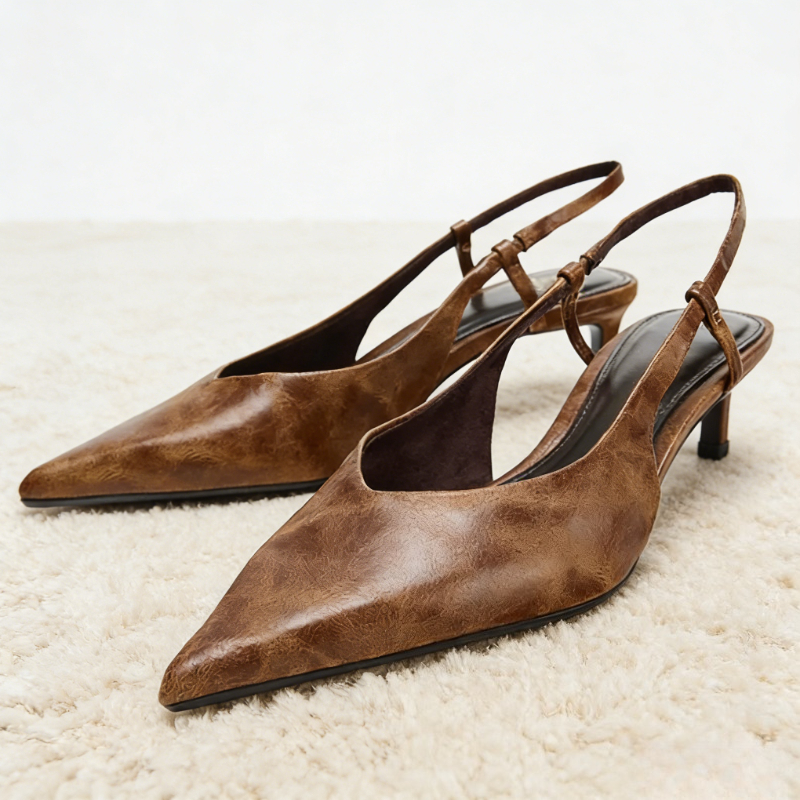 Retro Brown Kitten Heel Design - Women Shoes Brown Colour incelemesi ve fiyatı